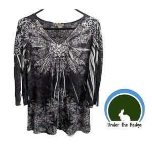 Energe Black Flare Sleeve Tunic Top Medium N2 Fairy Grunge Whimsigoth Y2K